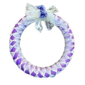 Purple Rose and White Lace Wreathe